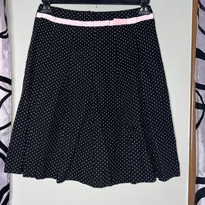 Polka Dot Pleated Black Pink Midi Skirt by Tracy Evans
